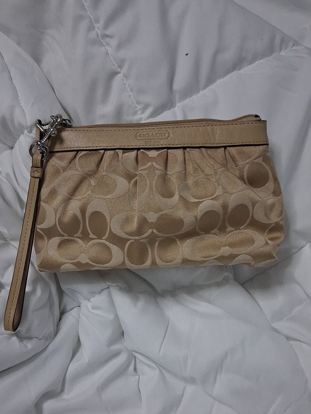 Coach Tan Signature Logo Wristlet
